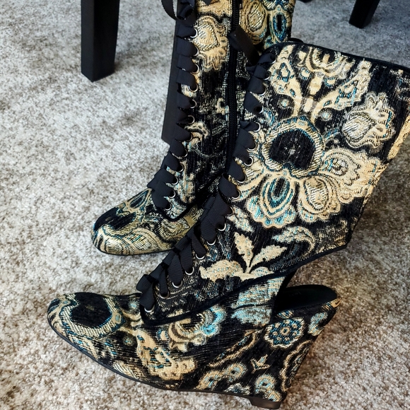Jeffrey Campbell Shoes - NEW Jeffrey Campbell Velvet Paisley Wedge Boot